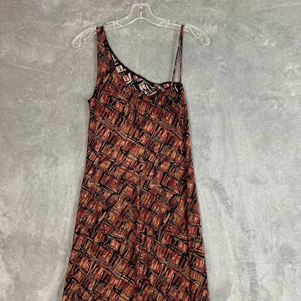 Vintage Y2K Midi Bodycon Dress Womens M Asymetrical Abstract Made in USA